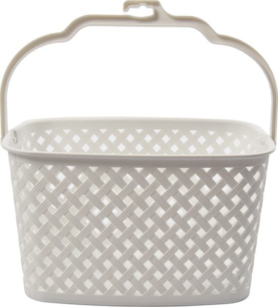 Opbergmand Opbergbakje Kunststof opbergbak met handgrepen 5 liter wit opberger 22 x 12,9 x 15 cm Rattan