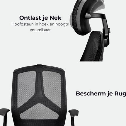 Ergonomische Bureaustoel - Volwassenen - Verstelbaar - Netbekleding - Zwart