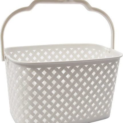 Opbergmand Opbergbakje Kunststof opbergbak met handgrepen 5 liter wit opberger 22 x 12,9 x 15 cm Rattan