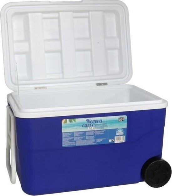 Gerimport Koelbox Met Wielen 50 Liter 64 X 42 Cm Blauw/wit