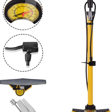 Fietspomp Goedkoop met Drukmeter – Vloerpomp voor Racefiets, Mountainbike en Stadsfiets – Universeel met Presta & Schrader Ventiel – 11 Bar