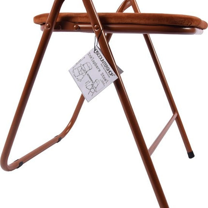 Klapstoel met zithoogte van 43 cml Vouwstoel velvet zitvlak en rug bekleed camel bruin