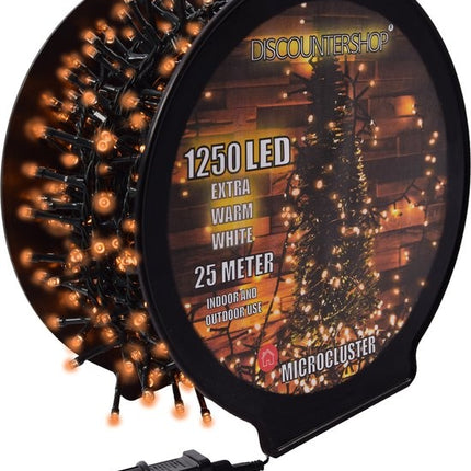 Kerstverlichting buiten - 25 meter 1250 LED - EXTRA Warm Wit - Lichtsnoer Nano Koperdraad - IP44 Stekker met timerfunctie - Kerstboomverlichting - geschikt voor binnen en buiten - kerstverlichting led