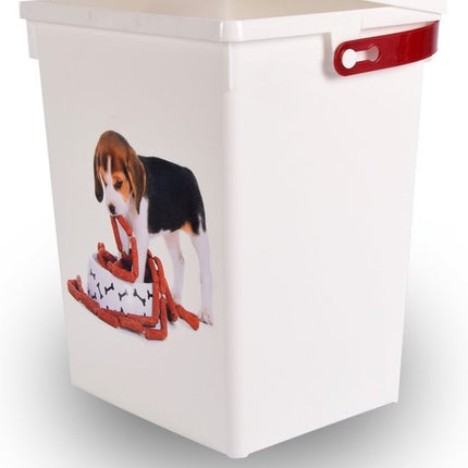 Hondenvoercontainer - 4L Opbergdoos voor Honden- & Kattenvoer - Wit & Praktisch - 19cm x 22cm x 23.50cm