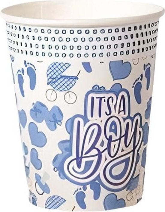 Gerimport Feestbekers Boys 250 Ml Papier Blauw 8 Stuks