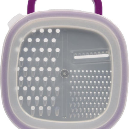 Keukenrasp | Rasp met Opbergbakje en deksel -25x20x6cm - Paars