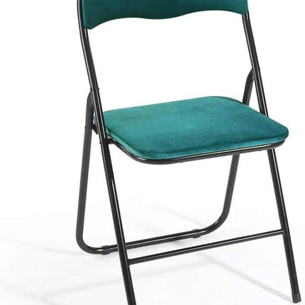 Klapstoel met zithoogte van 43 cm Vouwstoel velvet zitvlak en rug bekleed - stoel - tafelstoel- tafelstoel - klapstoel - Velvet klapstoel - Luxe klapstoel - Met kussentjes - Stoelen - Klapstoelen - Stoeltje - Premium chair - blauw turquoise