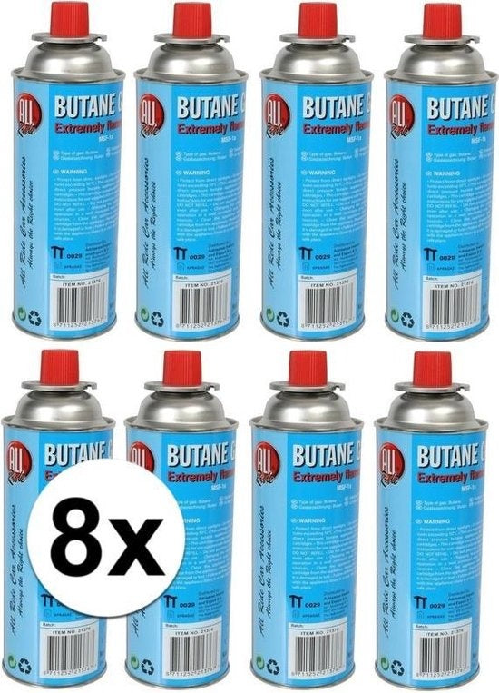 Gasfles butaan gasbus met inhoud van 227 gram - 8 stuks in de verpakking