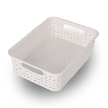 Plastic Witte Opbergmand zonder Deksel (1.65L) - Stapelbaar - 25x14.5x6 cm - Ideaal voor Speelgoed, Kleding & Meer!