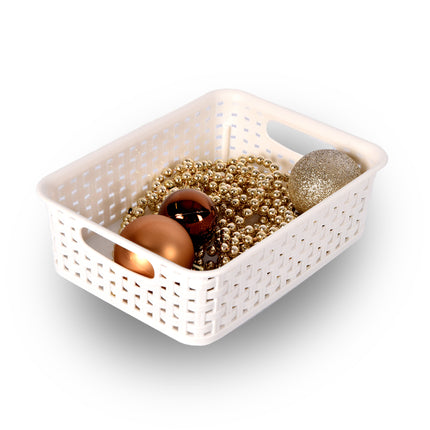 Slimme Witte Opbergmanden met Handvatten - 20x15x6cm, 22 stuks voor Opruimen