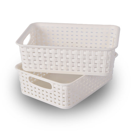 Set van 2 Witte Opbergmandjes voor Speelgoed - 25x14.5x6 cm - Houd Kinderspeelgoed Netjes & Geordend!