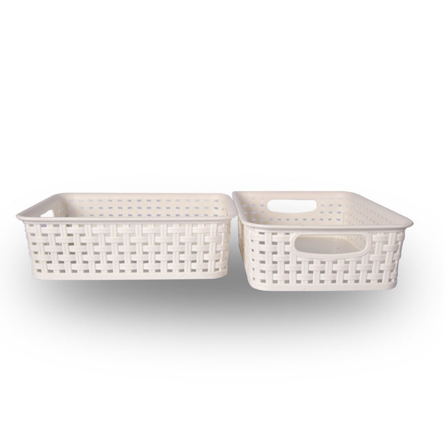 Set van 2 Witte Opbergmandjes voor Speelgoed - 25x14.5x6 cm - Houd Kinderspeelgoed Netjes & Geordend!