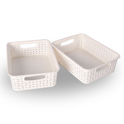 Set van 2 Witte Opbergmandjes voor Speelgoed - 25x14.5x6 cm - Houd Kinderspeelgoed Netjes & Geordend!