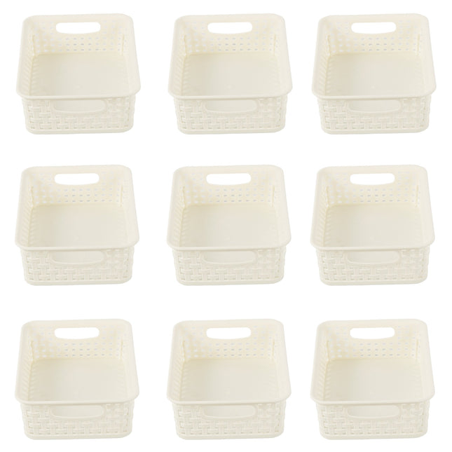 Organiseer je Woning met 9 Witte Opbergmanden (1.65L) | Speelgoed & Knutselspullen - 20cm x 15cm x 6cm