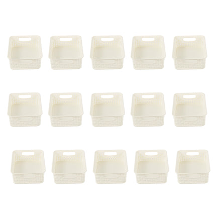 15 Witte Opbergmanden (750g): Compact, Licht & Draagbaar - 20cm x 15cm x 6cm - 1.65L per Mandje