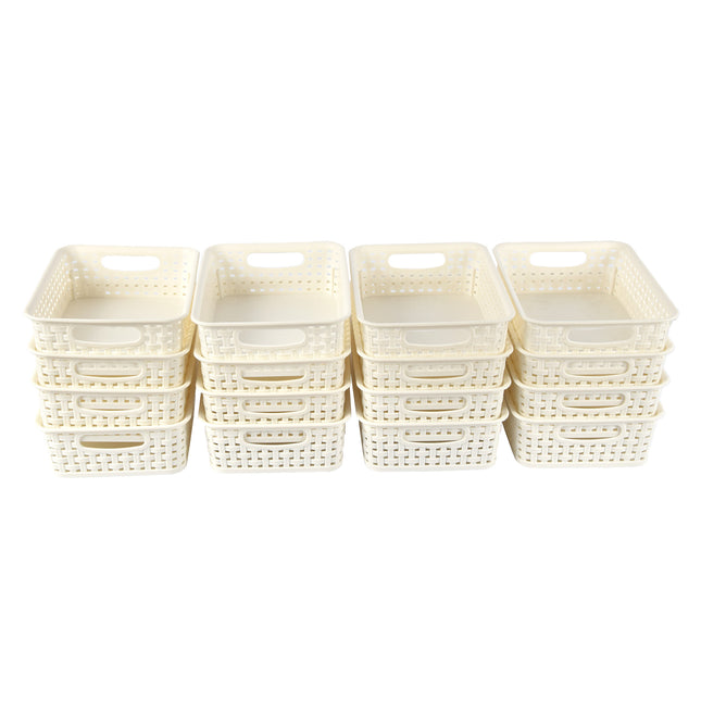 Stijlvolle Manden - 16 Stuks Wit (20cm x 15cm x 6cm) | Voor Speelgoed & Knutselspullen