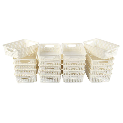 Houd je Huis Georganiseerd: 20 Witte Opbergmanden (20x15x6cm) - Perfect voor Speelgoed & Knutselspullen!