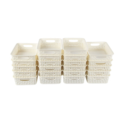 Slimme Witte Opbergmanden met Handvatten - 20x15x6cm, 22 stuks voor Opruimen