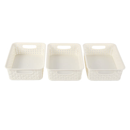 3 Witte Opbergmanden (20cm x 15cm x 6cm): Ideaal voor in Kasten, op Planken en Bureaus.