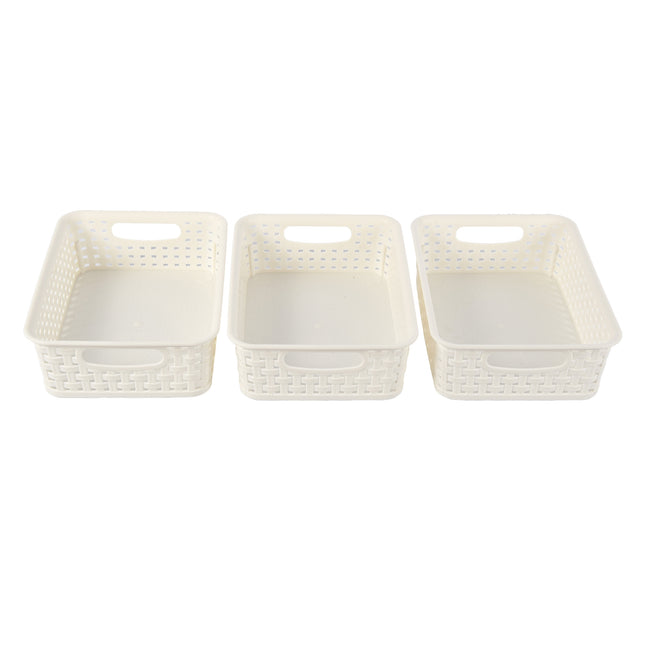 3 Witte Opbergmanden (20cm x 15cm x 6cm): Ideaal voor in Kasten, op Planken en Bureaus.