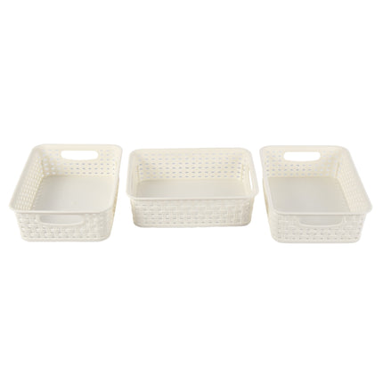 3 Witte Opbergmanden (20cm x 15cm x 6cm): Ideaal voor in Kasten, op Planken en Bureaus.