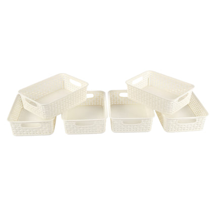 6 Witte Opbergmanden met Handvatten | 20cm x 15cm x 6cm | Draagbaar & Gemakkelijk te Gebruiken!