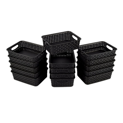 Bulkverpakking van 15 Zwarte Manden met Handvatten - 20cm x 15cm x 6cm - 750g - Praktische Opbergboxen
