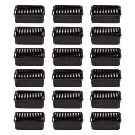 Duurzame Zwarte Opbergmanden met Handvatten - 20cm x 15cm x 6cm - 900g - 18 stuks