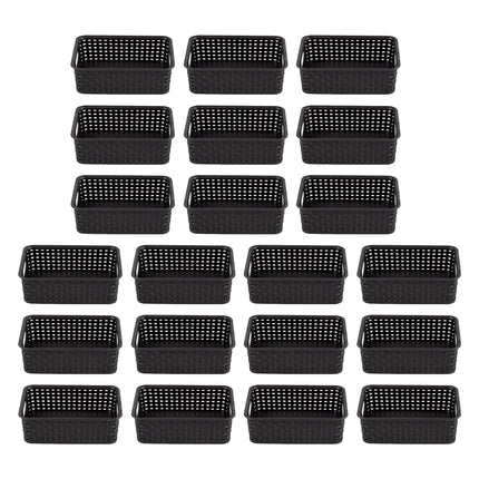 Modieuze Zwarte Manden met Handvatten - Slimme Opslagkeuze (20cm x 15cm x 6cm) - 21 stuks Set