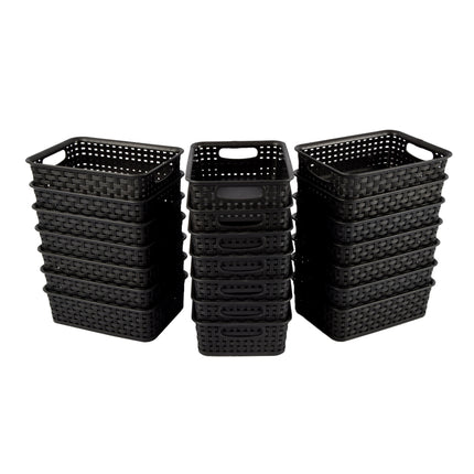 Modieuze Zwarte Manden met Handvatten - Slimme Opslagkeuze (20cm x 15cm x 6cm) - 21 stuks Set