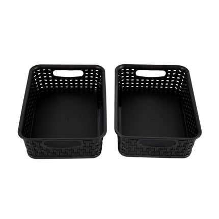 Praktische Zwarte Opbergboxen - Ergonomisch Ontworpen Handvatten - 20cm x 15cm x 6cm - Set van 2 – Mandjes