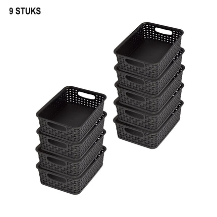 Organiseer uw Spullen met Deze 9 Stijlvolle Zwarte Manden met Handvatten 20cm x 15cm x 6cm