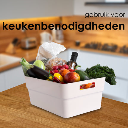 Stapelbare Opbergbox van 100% Gerecycled Plastic - Wit - 23.5x14x34cm - Opbergbox Voor Kleding en meer