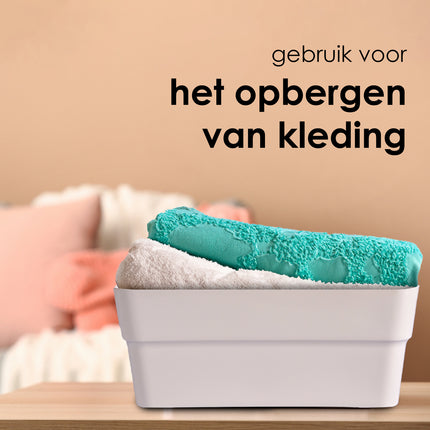 Stapelbare Opbergbox van 100% Gerecycled Plastic - Wit - 23.5x14x34cm - Opbergbox Voor Kleding en meer