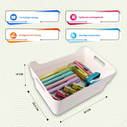 Stapelbare Opbergbox van 100% Gerecycled Plastic - Wit - 23.5x14x34cm - Opbergbox Voor Kleding en meer