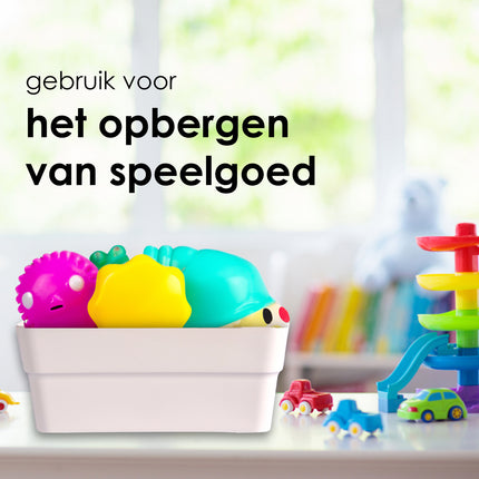 Stapelbare Opbergbox van 100% Gerecycled Plastic - Wit - 23.5x14x34cm - Opbergbox Voor Kleding en meer