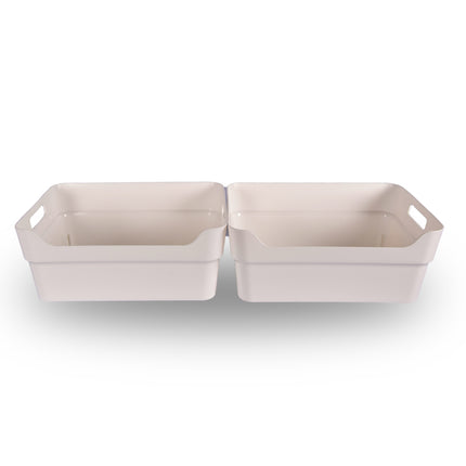 Pakket van 2 Robuuste en Stapelbare Witte Opbergboxen, Gemaakt van Gerecycled Plastic - 23.5x14x34cm