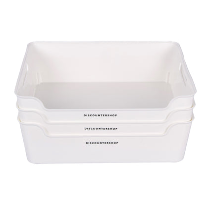 Opbergmand zonder Deksel - Ideaal voor het Organiseren - Wit - Lichtgewicht - 36cm x 27cm x 11cm - Set van 3 - Gemaakt van Duurzaam Kunststof 