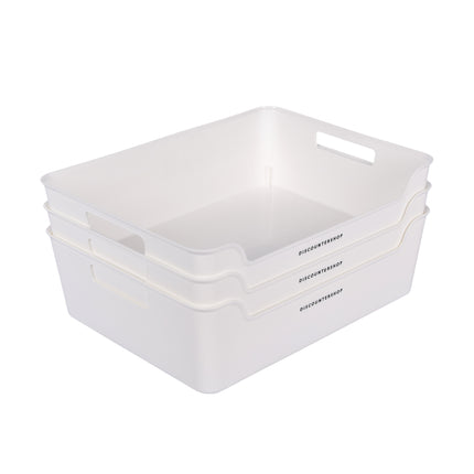 Opbergmand zonder Deksel - Ideaal voor het Organiseren - Wit - Lichtgewicht - 36cm x 27cm x 11cm - Set van 3 - Gemaakt van Duurzaam Kunststof 