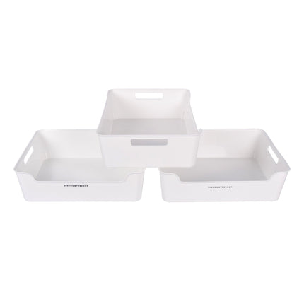 Opbergmand zonder Deksel - Ideaal voor het Organiseren - Wit - Lichtgewicht - 36cm x 27cm x 11cm - Set van 3 - Gemaakt van Duurzaam Kunststof 