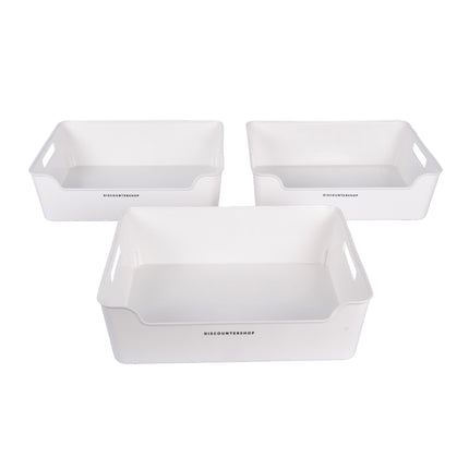 Opbergmand zonder Deksel - Ideaal voor het Organiseren - Wit - Lichtgewicht - 36cm x 27cm x 11cm - Set van 3 - Gemaakt van Duurzaam Kunststof 