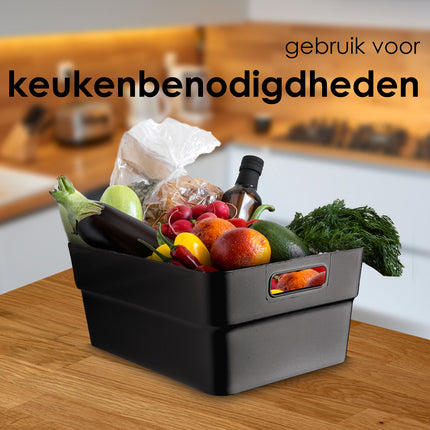 2x Ruimtebesparende Zwarte Stapelbare Opbergboxen - 23.5x14x34cm - Ideaal Thuis & Tuin