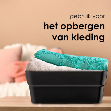 2x Ruimtebesparende Zwarte Stapelbare Opbergboxen - 23.5x14x34cm - Ideaal Thuis & Tuin