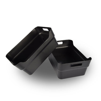 2x Ruimtebesparende Zwarte Stapelbare Opbergboxen - 23.5x14x34cm - Ideaal Thuis & Tuin