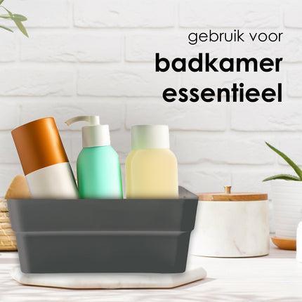Set van Twee Stapelbare Grote Grijze Kunststof Opbergboxen - Voor Kleding en meer - 23.5x14x34 cm