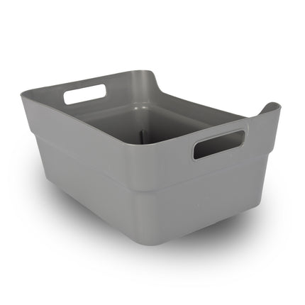 Ruime Grijze Opbergbox - Kunststof, Stapelbaar - Rechthoek - 23.5x14x34 cm - Zonder Deksel