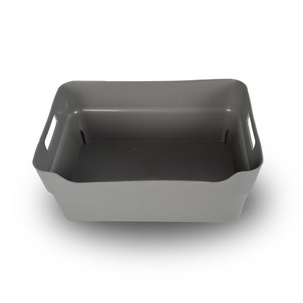 Ruime Grijze Opbergbox - Kunststof, Stapelbaar - Rechthoek - 23.5x14x34 cm - Zonder Deksel