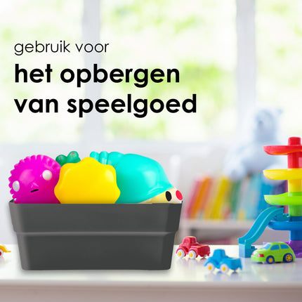 Set van Twee Stapelbare Grote Grijze Kunststof Opbergboxen - Voor Kleding en meer - 23.5x14x34 cm