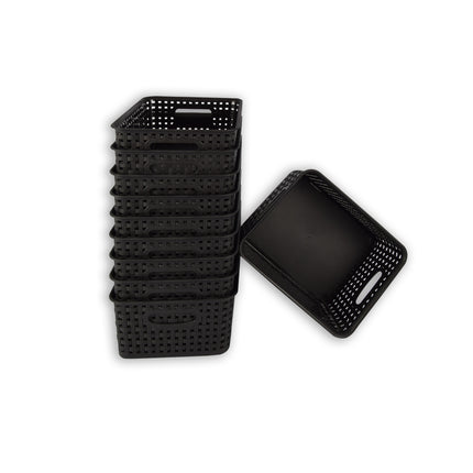 Set van 10 | Rattan Mandje | opbergbox | Zwart | Kunstsof | Mandje | 5 liter | Opbergmandje | Opbergmand | 25cm*20cm*11cm