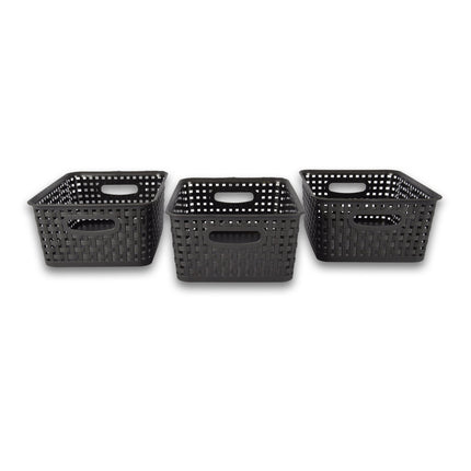 3x Opbergmand | Opbergbakje |5 liter | Zwarte opberger 25.x20x10. cm Rattan